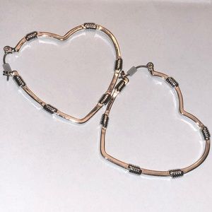 Silver Heart Hoops